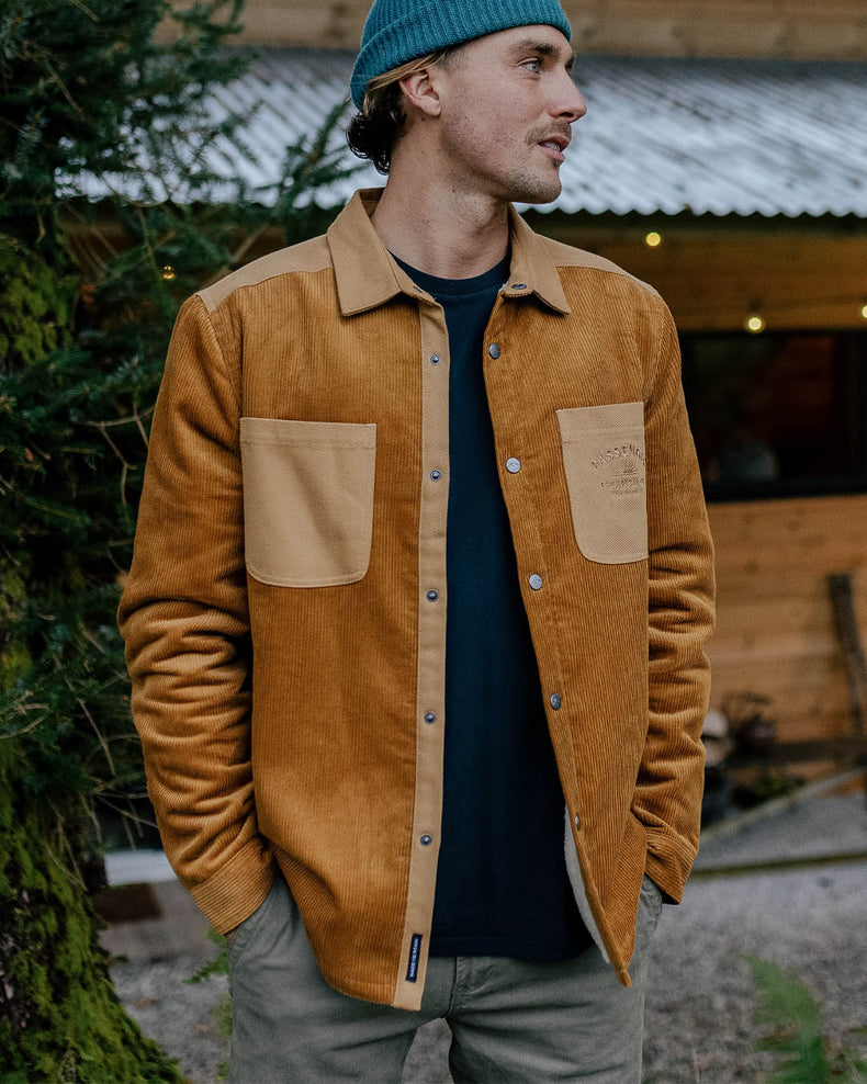 Passenger Kodiak Sherpa Lined Cord Shirt Golden Brown