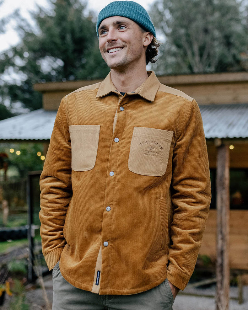 Passenger Kodiak Sherpa Lined Cord Shirt Golden Brown