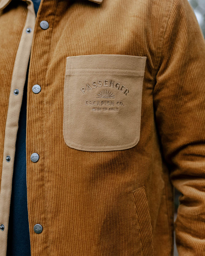 Passenger Kodiak Sherpa Lined Cord Shirt Golden Brown
