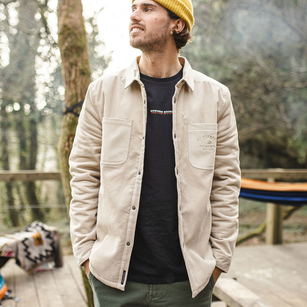 Passenger Kodiak Sherpa Lined Cord Shirt Feather Grey