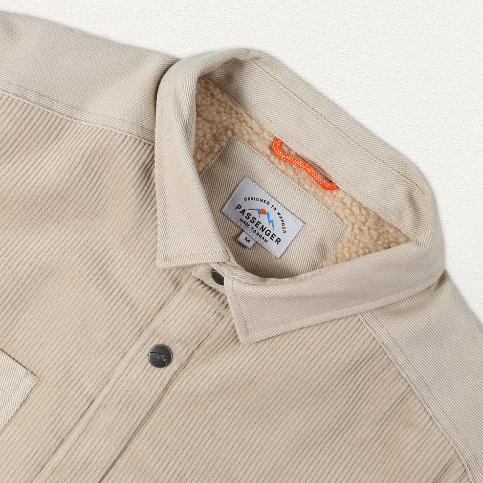 Passenger Kodiak Sherpa Lined Cord Shirt Feather Grey