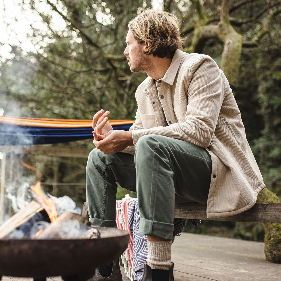 Passenger Kodiak Sherpa Lined Cord Shirt Feather Grey