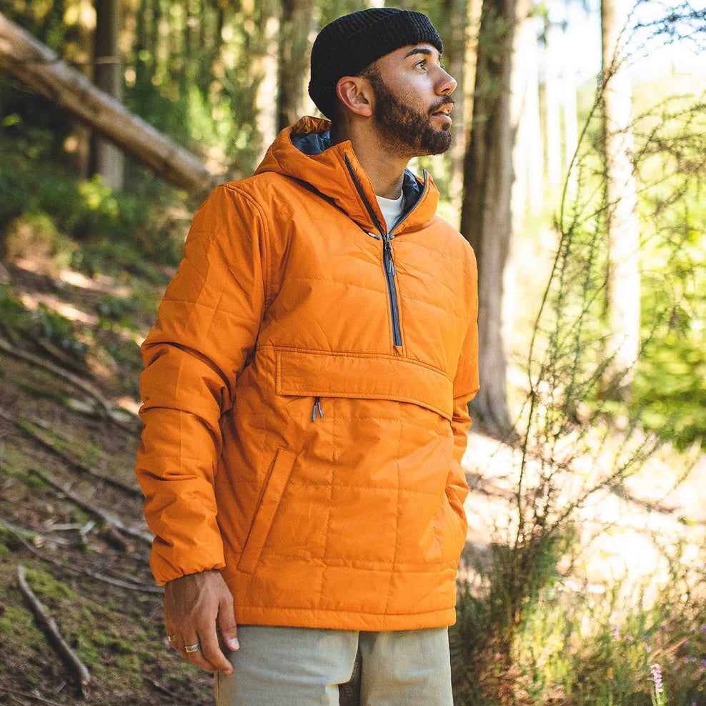 Passenger Floe Recycled Insulated 1/2 Zip Jacket Sunrise Orange