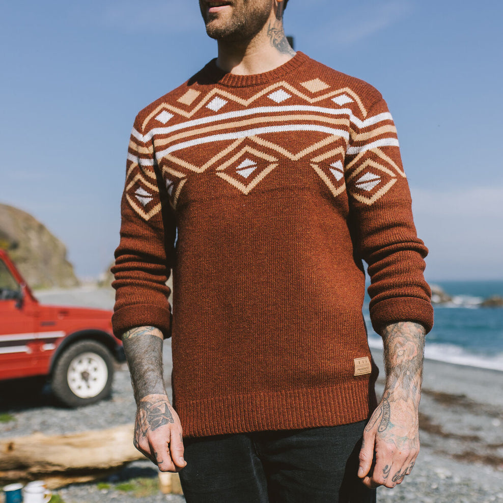 Passenger Fireside Knitted Jumper Russet Brown