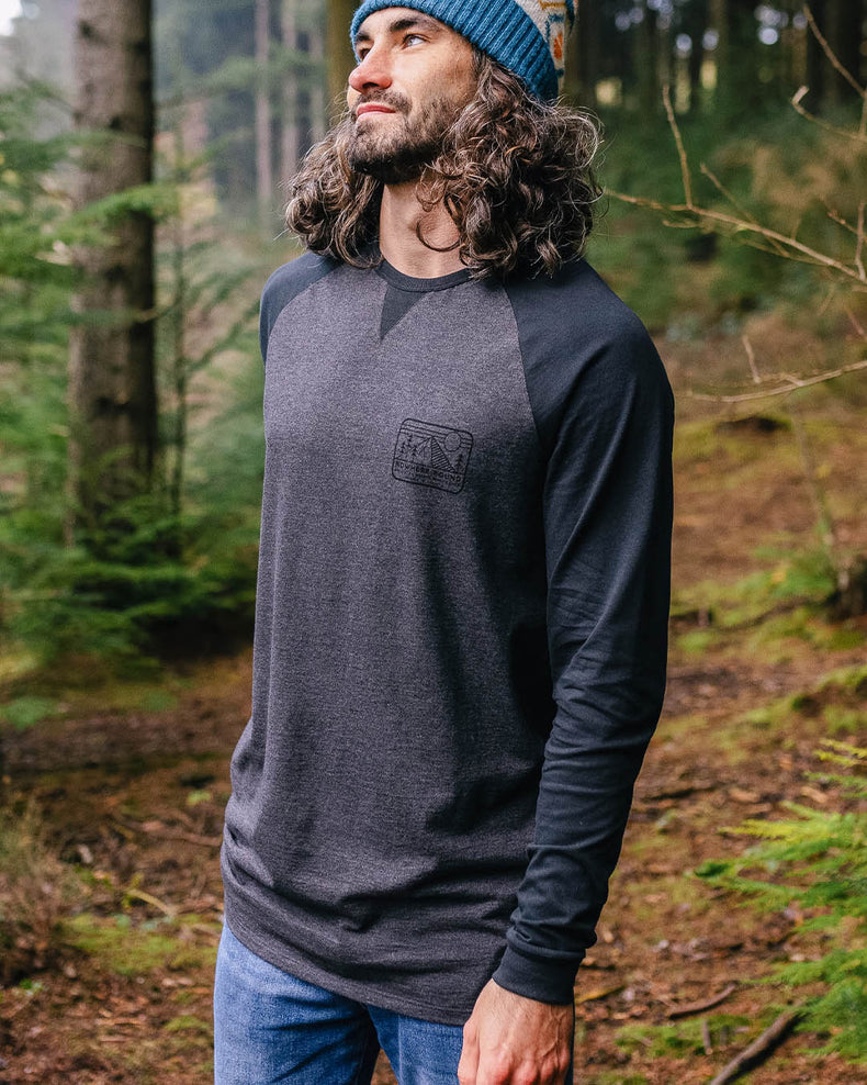 Passenger Nowhere Bound Recycled Cotton Ls T-Shirt Black/Charcoal Marl