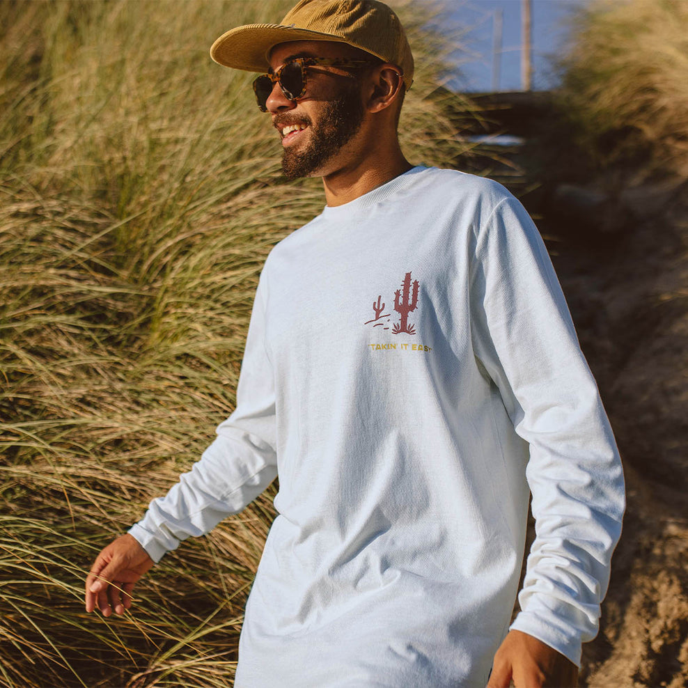 Passenger Roll Slow Recycled Cotton Ls T-Shirt Blue Glass