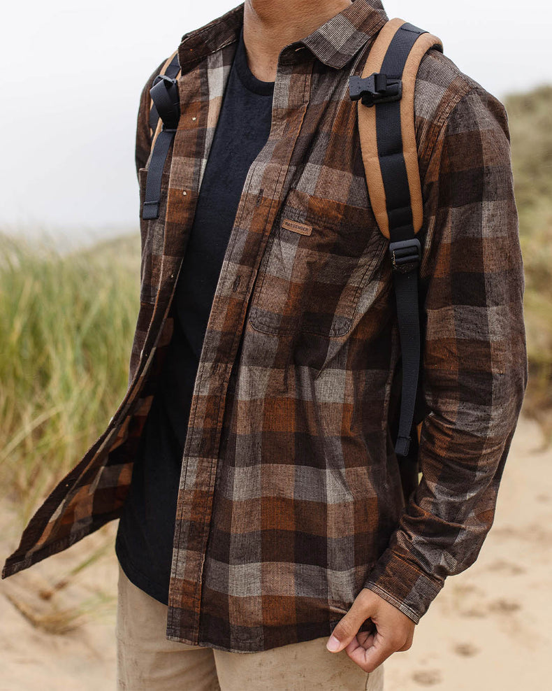 Passenger Backcountry Cord Check Shirt Chinchilla Brown
