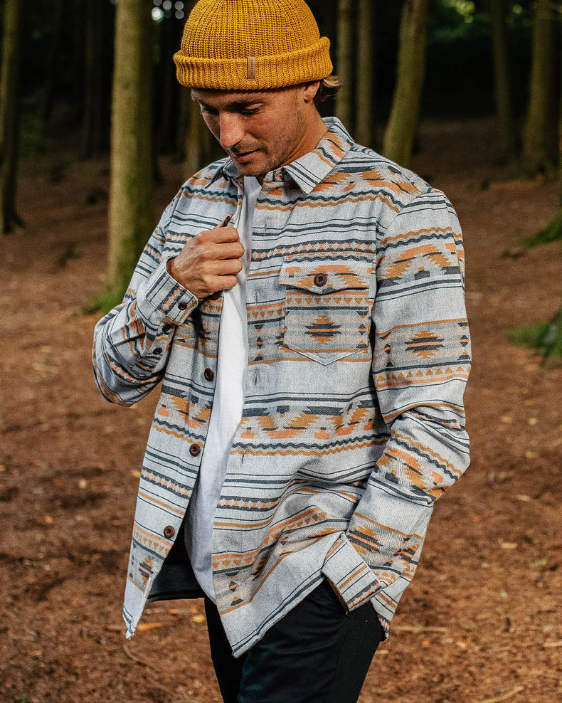 Passenger Woodland Organic Cotton Overshirt Grey Marl