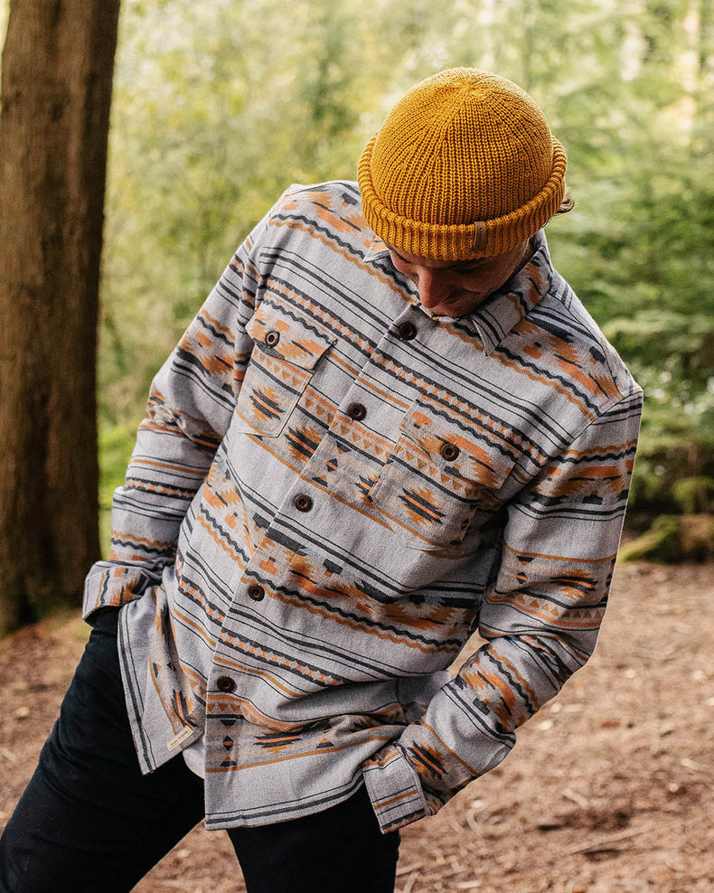 Passenger Woodland Organic Cotton Overshirt Grey Marl