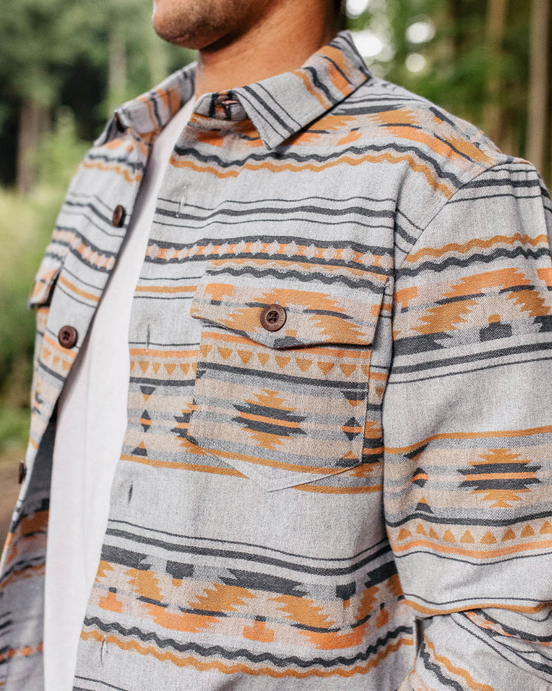 Passenger Woodland Organic Cotton Overshirt Grey Marl