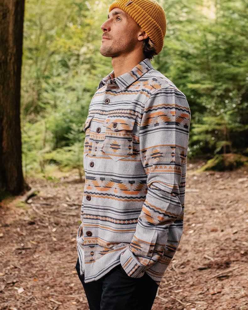 Passenger Woodland Organic Cotton Overshirt Grey Marl