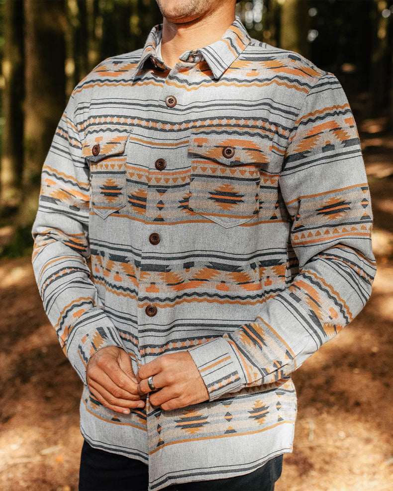 Passenger Woodland Organic Cotton Overshirt Grey Marl