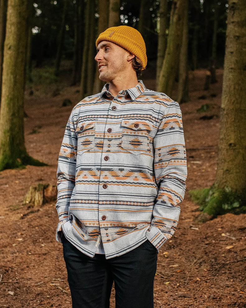 Passenger Woodland Organic Cotton Overshirt Grey Marl