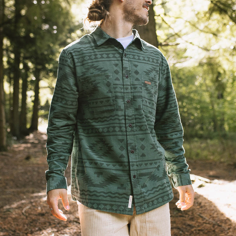 Passenger Backcountry Recycled Cord Ls Shirt Dark Ivy Adrift