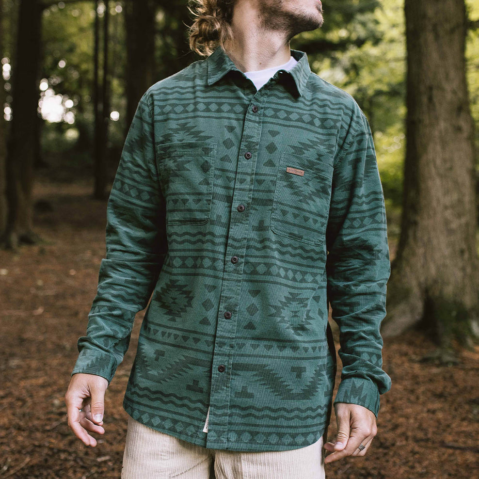 Passenger Backcountry Recycled Cord Ls Shirt Dark Ivy Adrift