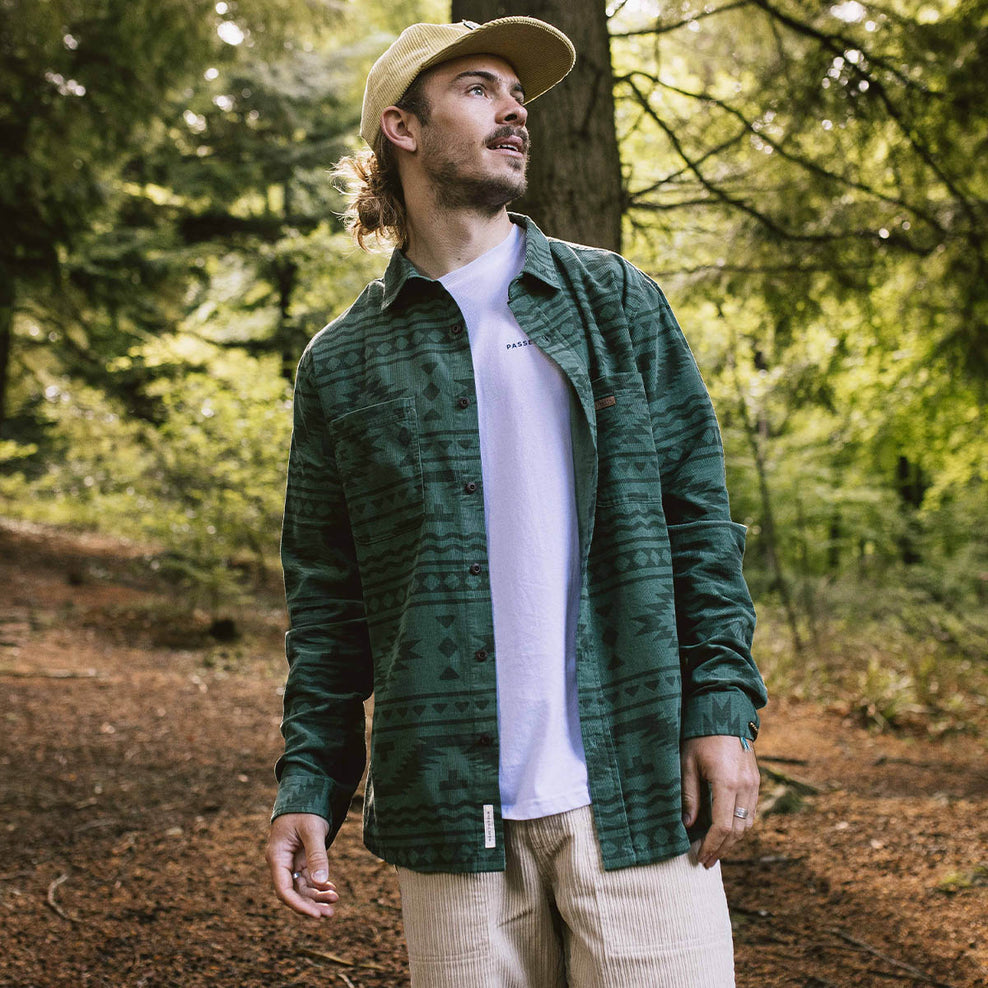 Passenger Backcountry Recycled Cord Ls Shirt Dark Ivy Adrift