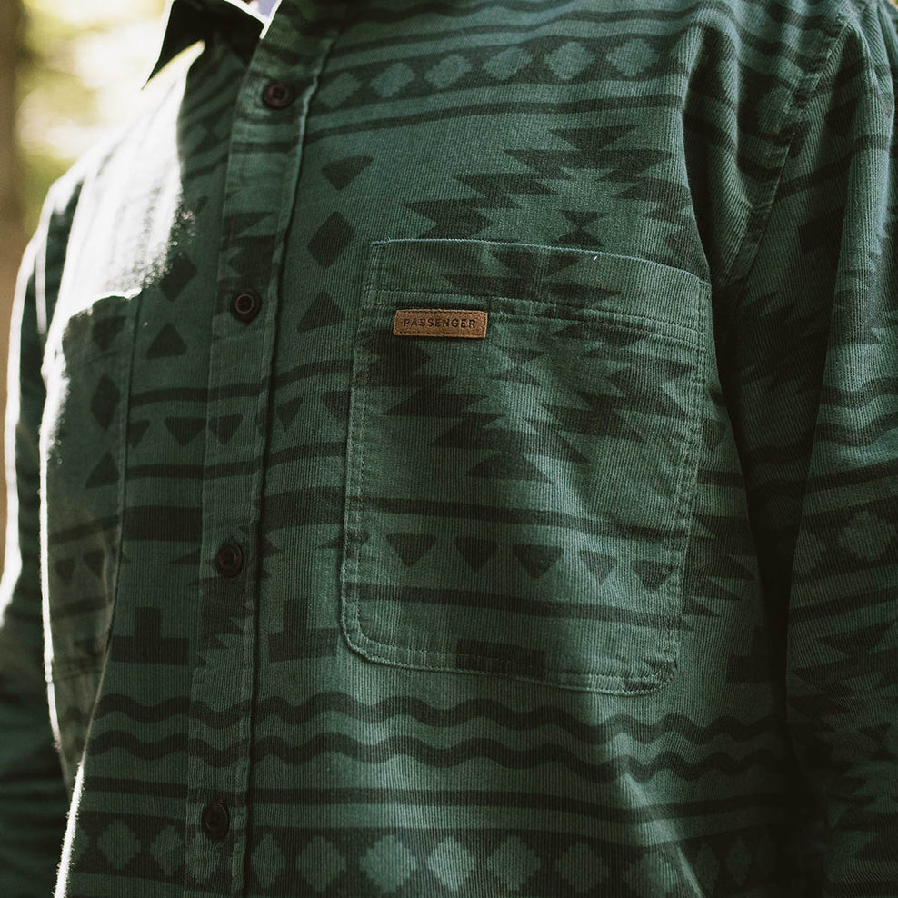 Passenger Backcountry Recycled Cord Ls Shirt Dark Ivy Adrift
