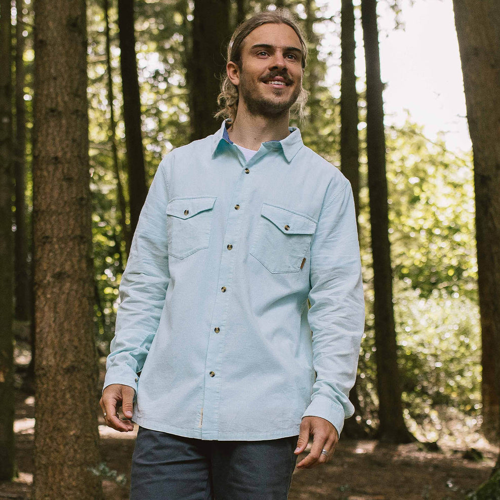 Passenger Venture Recycled Cord Ls Shirt Blue Glass