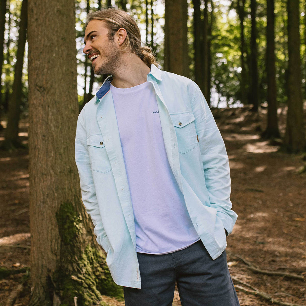 Passenger Venture Recycled Cord Ls Shirt Blue Glass