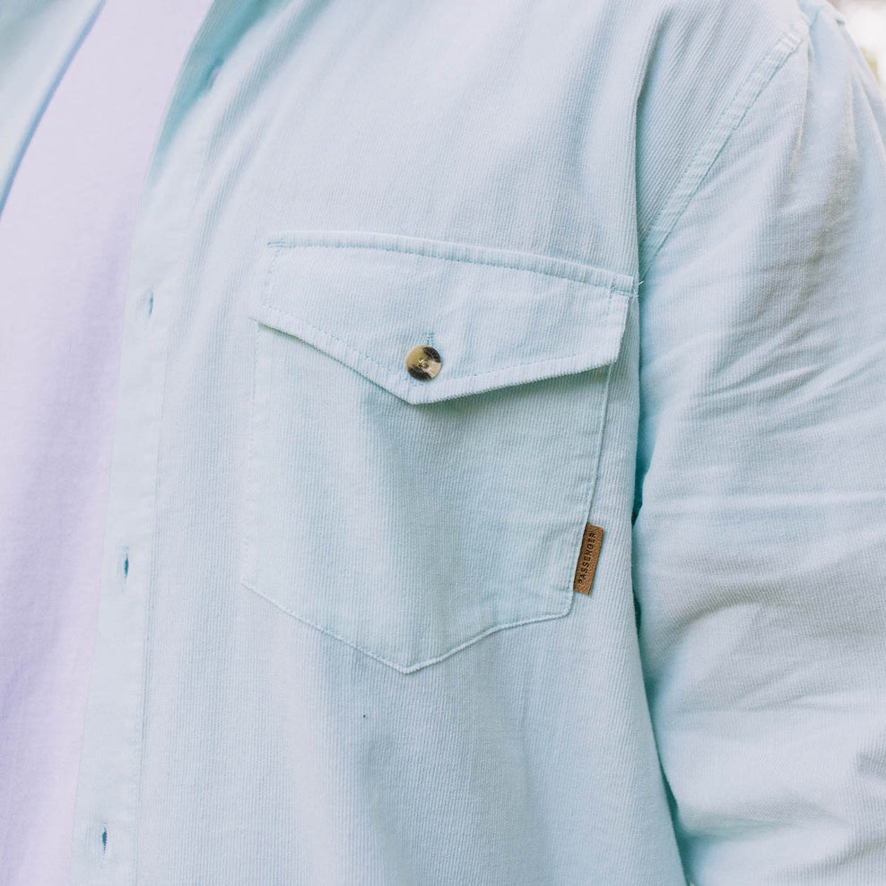 Passenger Venture Recycled Cord Ls Shirt Blue Glass