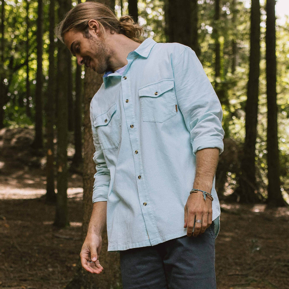 Passenger Venture Recycled Cord Ls Shirt Blue Glass