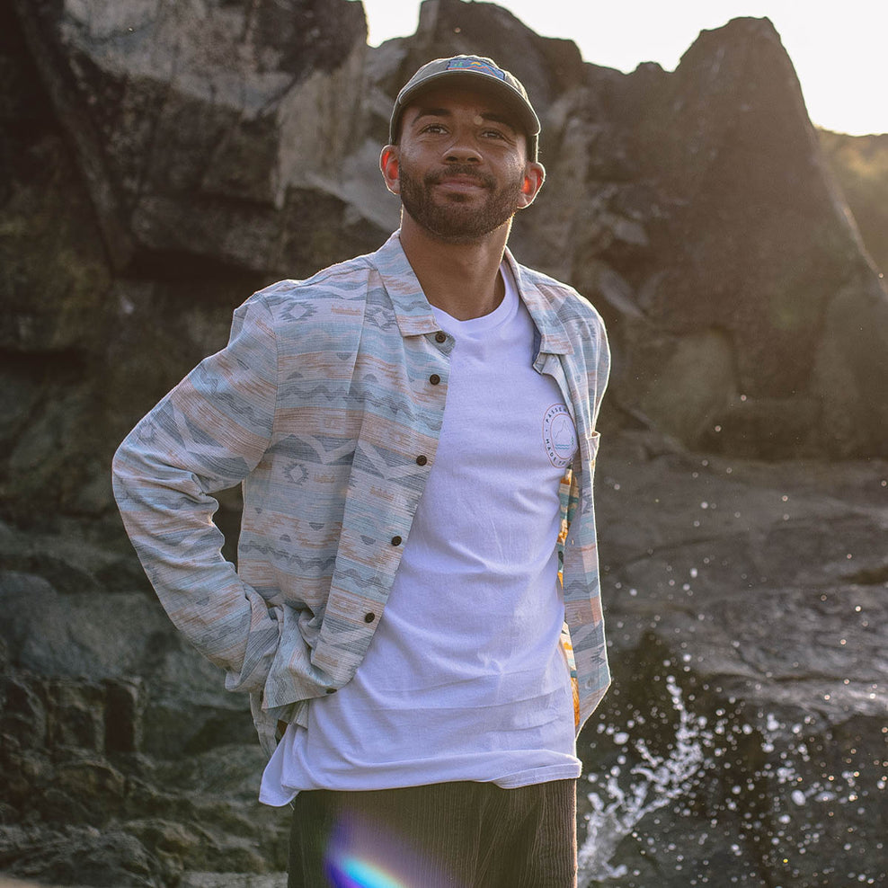 Passenger Canoe Organic Cotton Ls Shirt Multi Geo Stripe