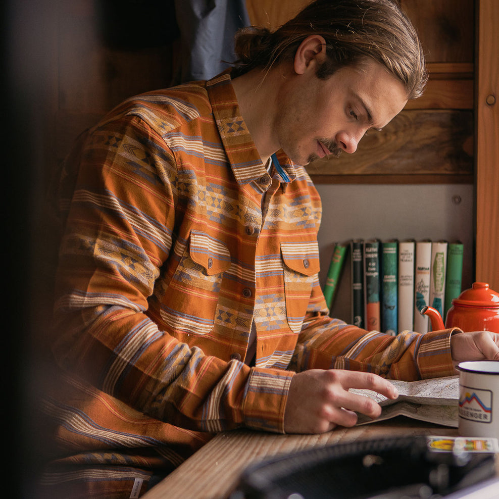 Passenger Cabin Jacquard Organic Cotton Shirt Glazed Ginger Pattern