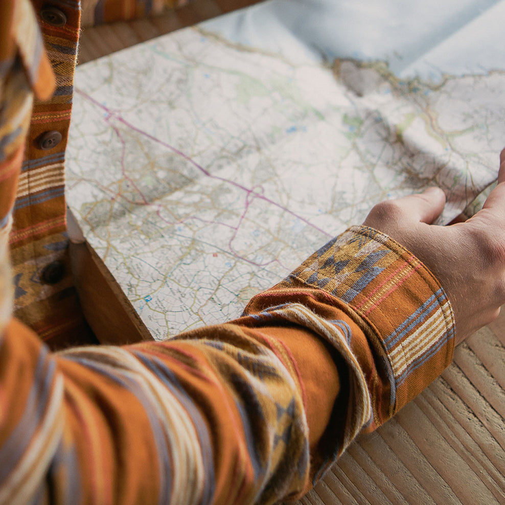 Passenger Cabin Jacquard Organic Cotton Shirt Glazed Ginger Pattern