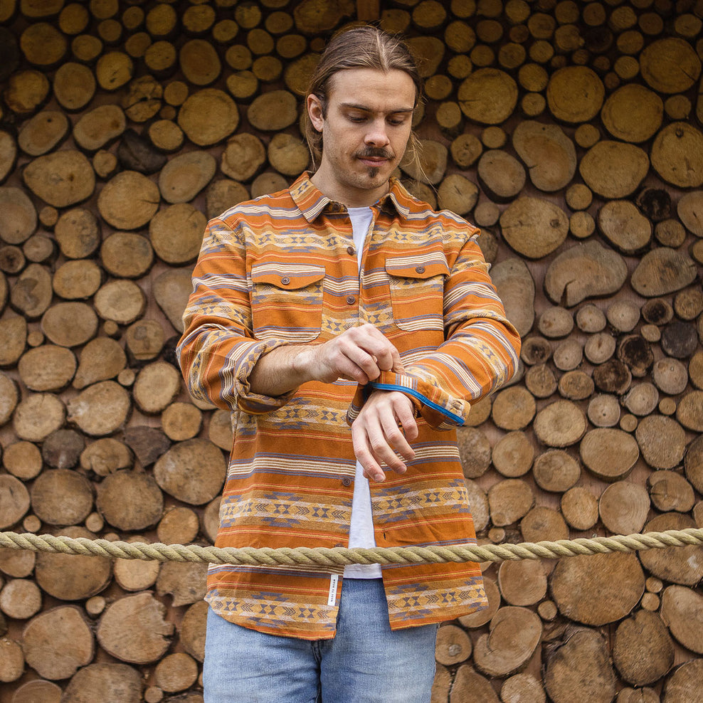 Passenger Cabin Jacquard Organic Cotton Shirt Glazed Ginger Pattern