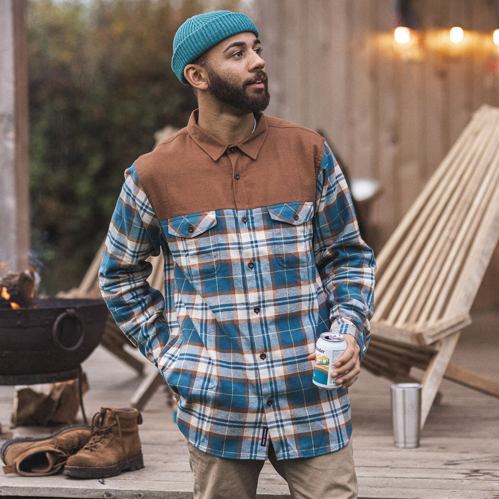 Passenger Behnsen Organic Cotton Shirt Brown/Blue Check