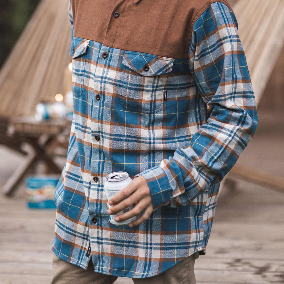 Passenger Behnsen Organic Cotton Shirt Brown/Blue Check