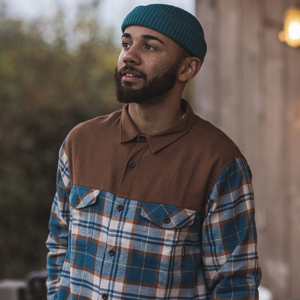 Passenger Behnsen Organic Cotton Shirt Brown/Blue Check