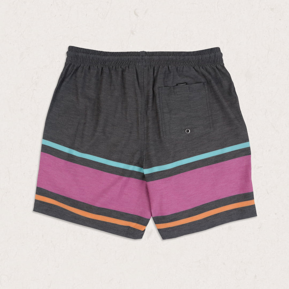 Passenger Ponoma All Purpose Swim Shorts Black Retro Placement Stripe