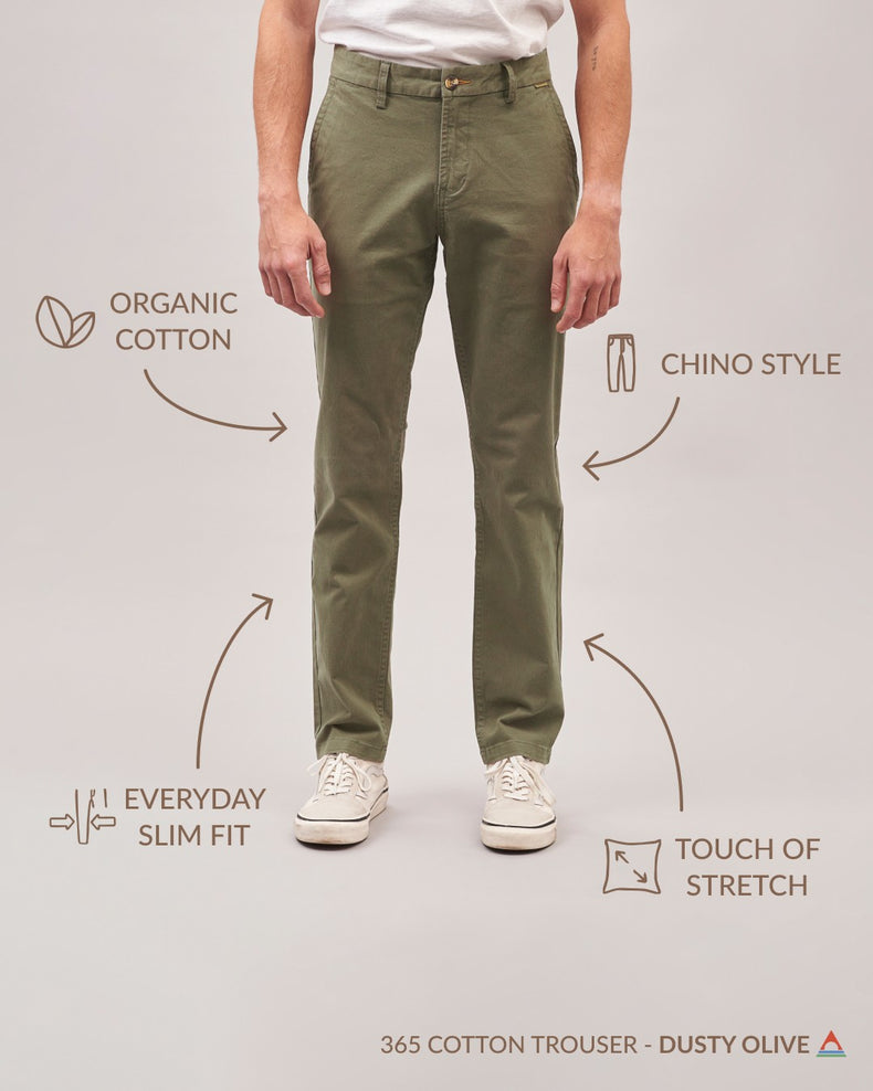 Passenger 365 Organic Cotton Trouser Dusty Olive