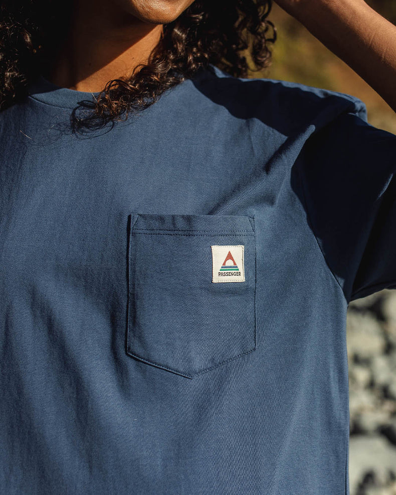 Passenger Heritage Recycled Cotton Pocket T-Shirt Dark Denim