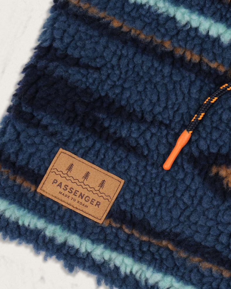 Passenger Mulled Recycled Sherpa Fleece Snood Blue Coral Geo Pattern