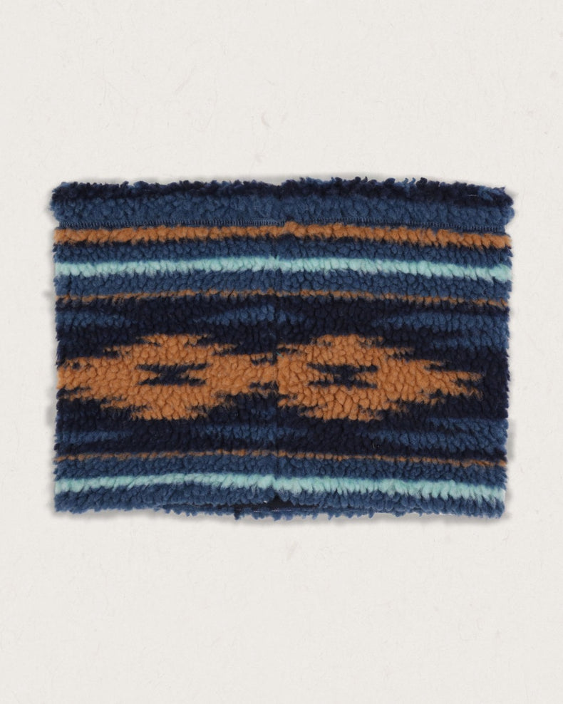 Passenger Mulled Recycled Sherpa Fleece Snood Blue Coral Geo Pattern
