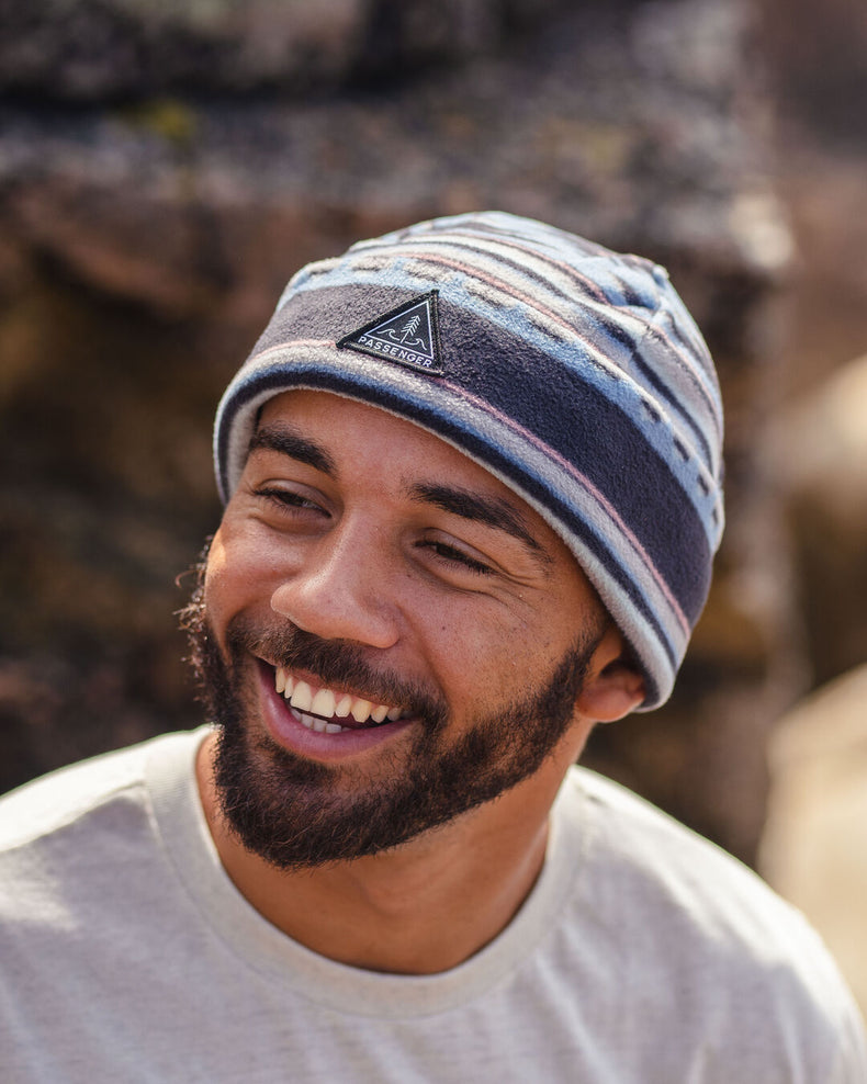 Passenger's Wanderer Recycled Polar Beanie Deep Navy Vintage Geo