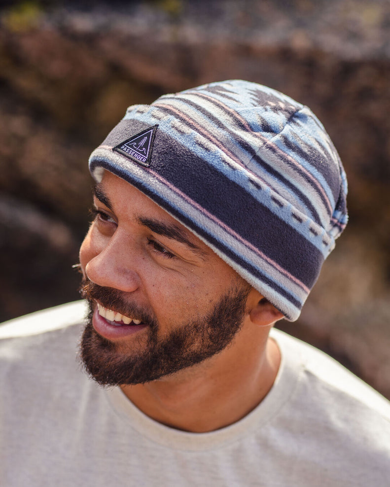 Passenger's Wanderer Recycled Polar Beanie Deep Navy Vintage Geo