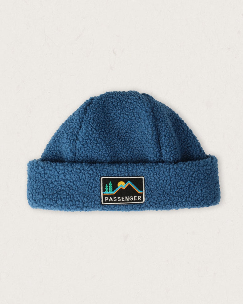 Passenger Peak Recycled Sherpa Beanie Blue Steel
