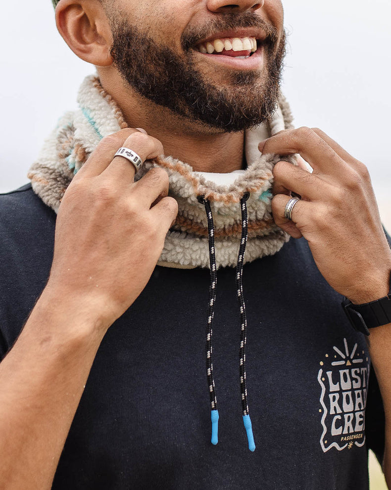 Passenger's Mulled Recycled Sherpa Fleece Snood Warm Ivory Geo Pattern