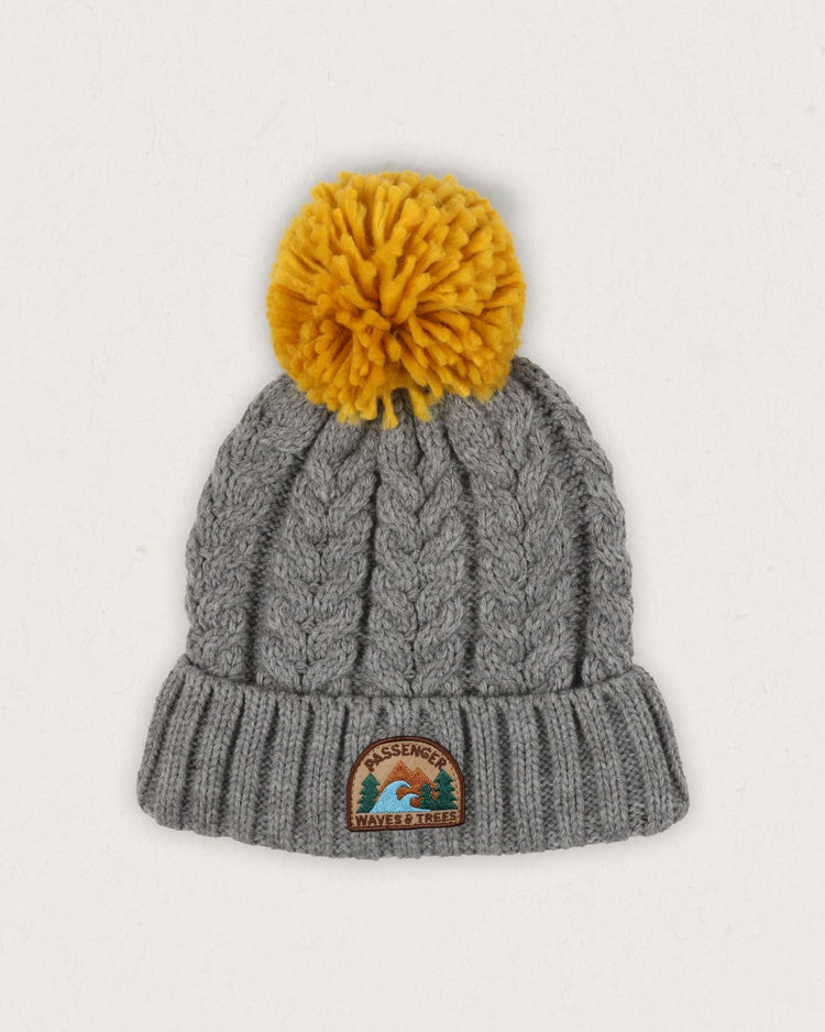 Passenger Drifter Fleece Lined Recycled Bobble Hat Grey Marl