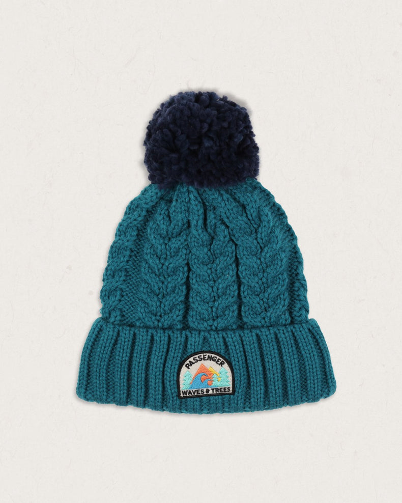 Passenger Drifter Fleece Lined Recycled Bobble Hat Shaded Spruce