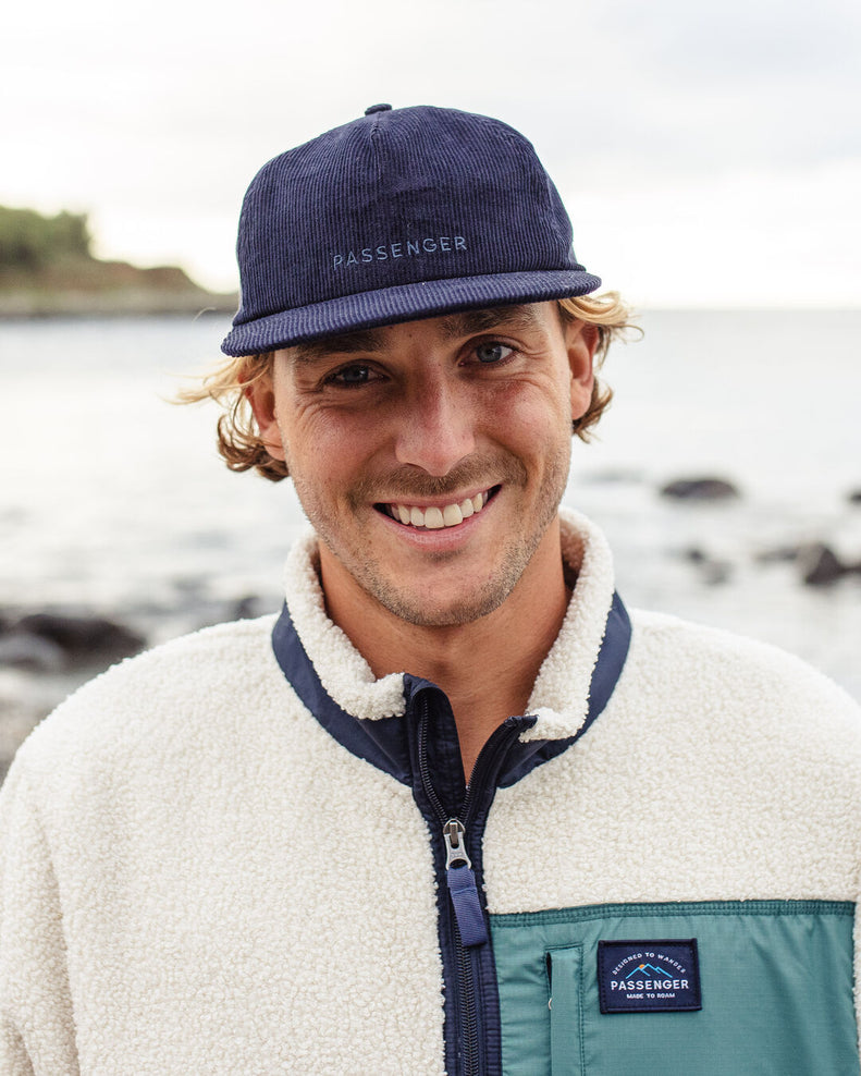 Passenger Byron Recycled Cord 5 Panel Cap Rich Navy