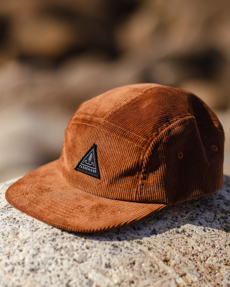 Passenger Fixie Recycled Cord 5 Panel Cap Glazed Ginger