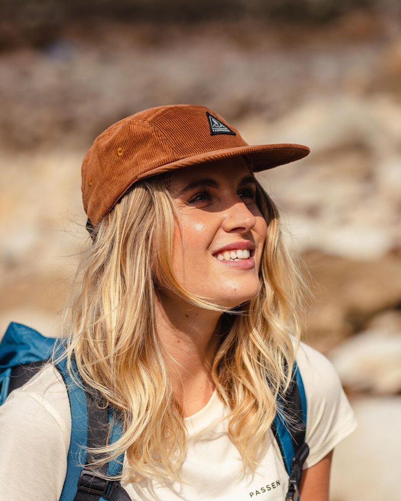 Passenger Fixie Recycled Cord 5 Panel Cap Glazed Ginger