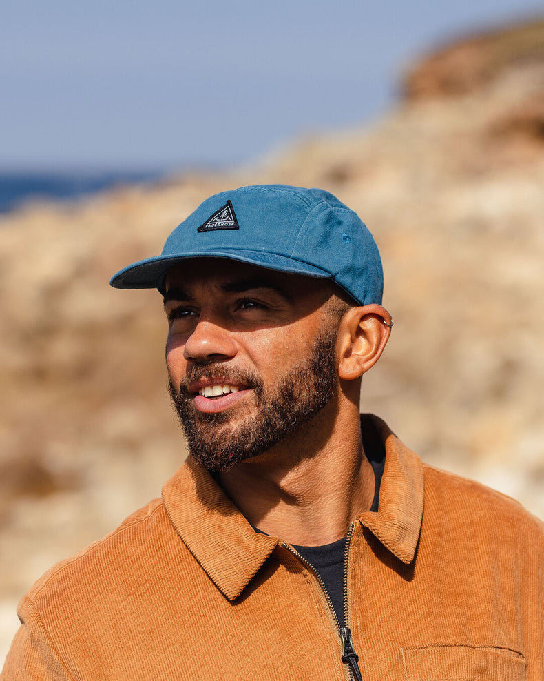 Passenger Fixie Recycled Cotton 5 Panel Cap Blue Coral