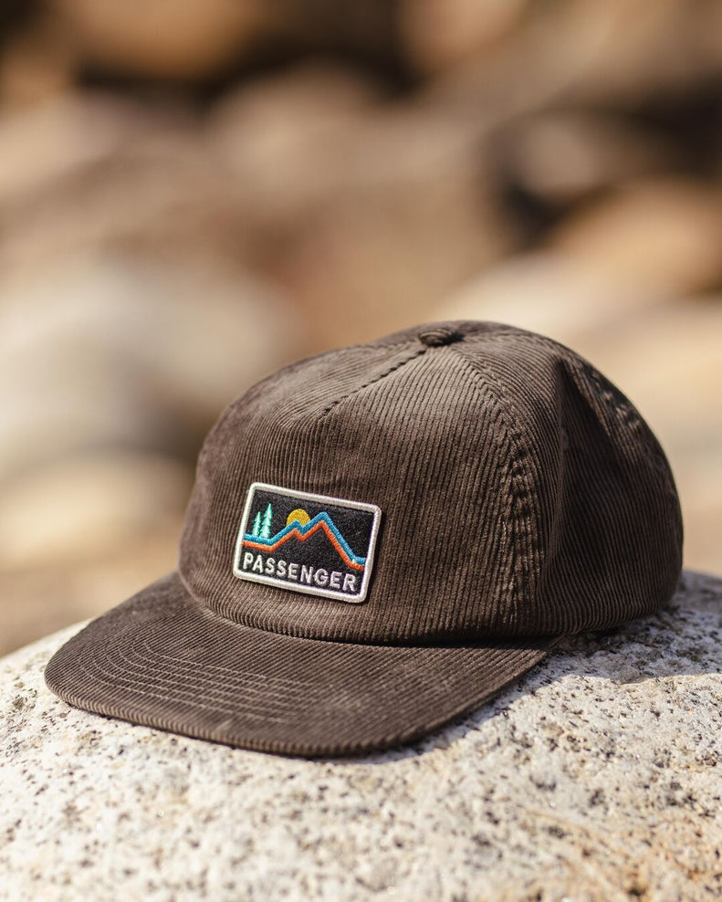 Passenger Fluke Recycled Cord 5 Panel Cap Khaki