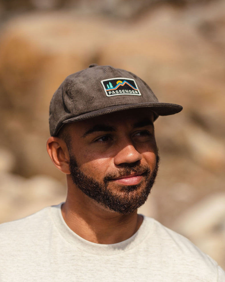 Passenger Fluke Recycled Cord 5 Panel Cap Khaki