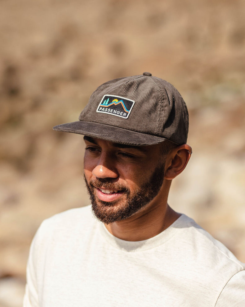 Passenger Fluke Recycled Cord 5 Panel Cap Khaki